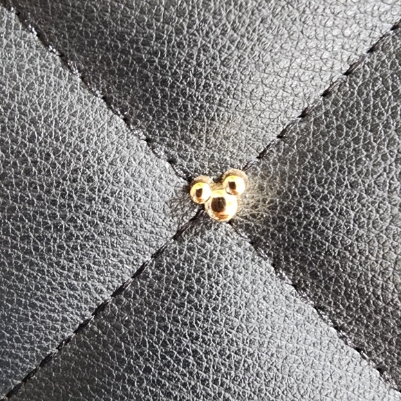 Disney Minnie Mouse Black Studded Shopper Tote Bag Quilted Pattern - Picture 3 of 8